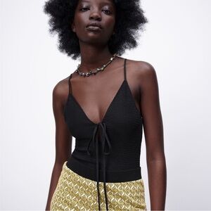 Zara Black Textured Bodysuit